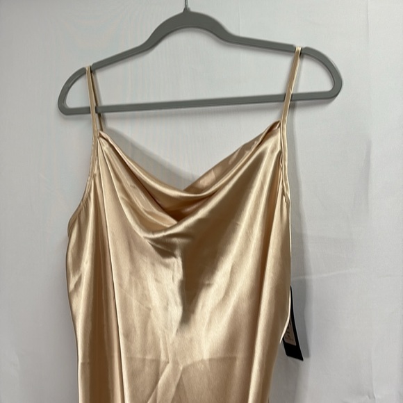 BEBE Satin Cowl Neck Midi Slip Dress Champagne Size XL NWT - Picture 5 of 8